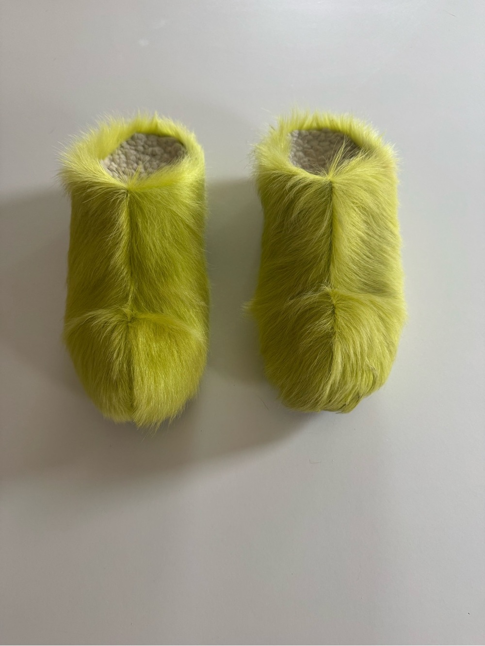 Acne Studios Studded Fur Mules in Green Size 36